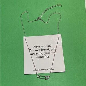 Melinda Maria Silver Safety Pin Necklace